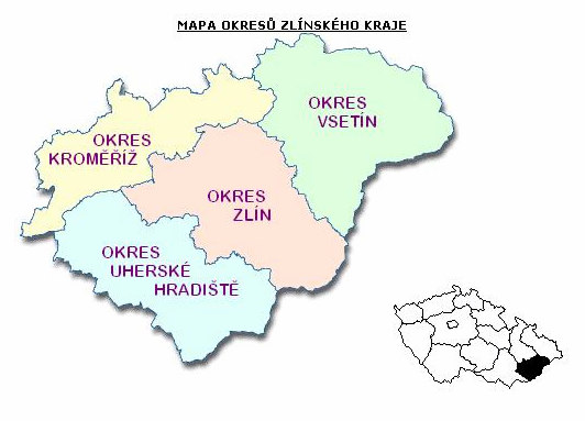 UTB ve Zlín, Fakulta humanitních studií 38 Obr. 2. Mapa okres Zlínského kraje (Zlínský kraj RIS: lenní kraje) 5.