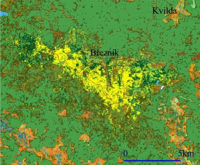 na 26,4%. Ostatní třídy landcoveru již nezaznamenaly tak plošně rozsáhlé změny.