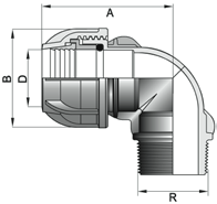 Plastové svorné spojky Koleno 90, s vonkajším závitom Plastové svorné spojky Koleno 90, s vnútorným závitom N rúry-ø [mm] x závit Výrobok č.