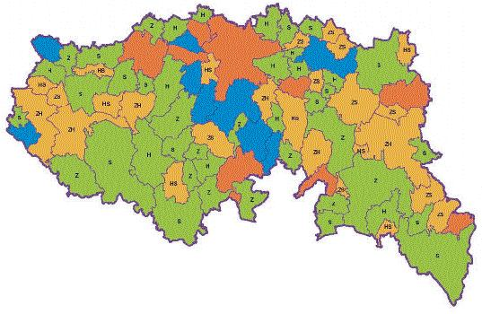 Na základě kombinace vyhodnocení územních podmínek se každá obec zařadí do jedné z osmi kategorií vyváženosti vztahu územních podmínek pro udržitelný rozvoj území.