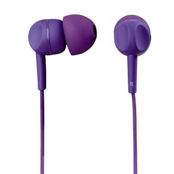 Slúchadlá s mikrofónom Thomson EAR 3203, fialové - štupľové slúchadlá s mikrofónom na kábli, vhodné k mobilnému telefónu (možnosť použitia ako headsetu) - miniatúrne prevedenie, perfektne držia v