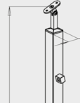 STĹPIKY 12-10-010 AISI 304 nerezový stĺpik určený pre kotvenie zhora - určený pre výplň 5 vodorovných nerezových prútov o rozmere 10 x 10 mm na šikmé