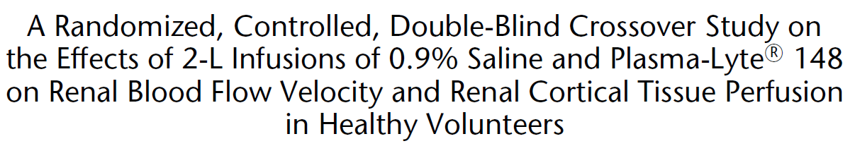 jh 12 zdravých dobrovolníků 2000ml 0,9% NaCl v.s Plasma-Lyte během 60min.