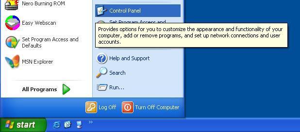 Start Control Panel ).