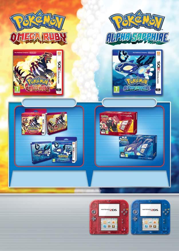 Limitovaná edice Hry se dodávají předinstalované i ve speciálním balení s Nintendo 2DS Předobjednávkou limitované edice Pokémon Omega Ruby nebo Pokémon Alpha Sapphire získáte speciální kovové balení!