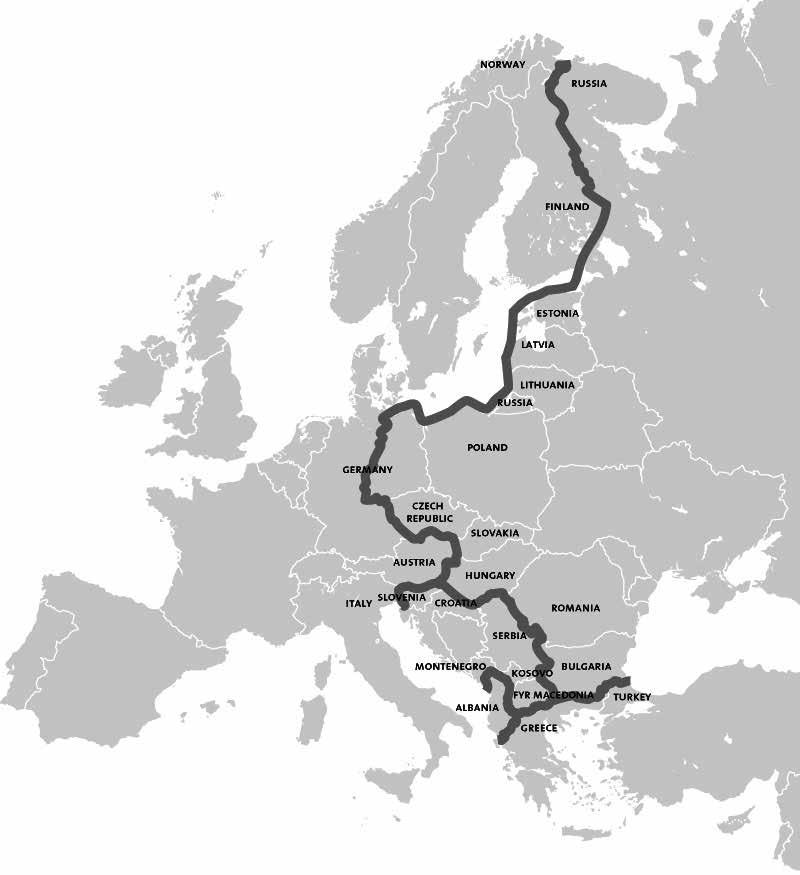 376 od finsko-ruské hranice přes Balt a Německo, po italsko-slovinskou hranici a hranici Východního bloku s Řeckem.