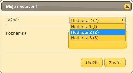 Výsledkem výše uvedeného nastavení bude dialogové okno (zobrazené v následujícím obrázku), které se otevře vždy po kliknutí na objekt, kterému byla funkce přiřazena. Obr.