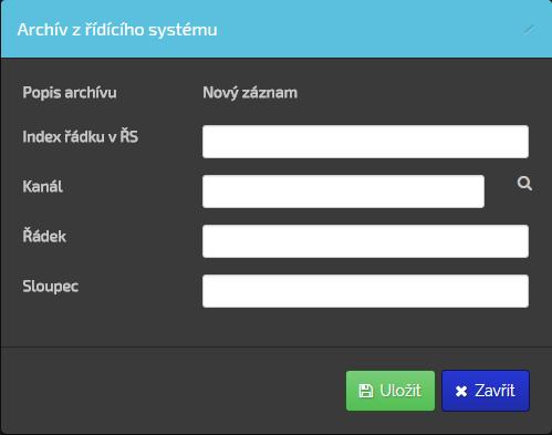 Obr. 51 Přiřazení řádku archívu konkrétnímu kanálu 1 Parametry pro přiřazení archívu ke kanálu 2 Tlačítko pro uložení parametrů a zavření okna 3 Tlačítko pro zavření okna bez uložení Parametry pro