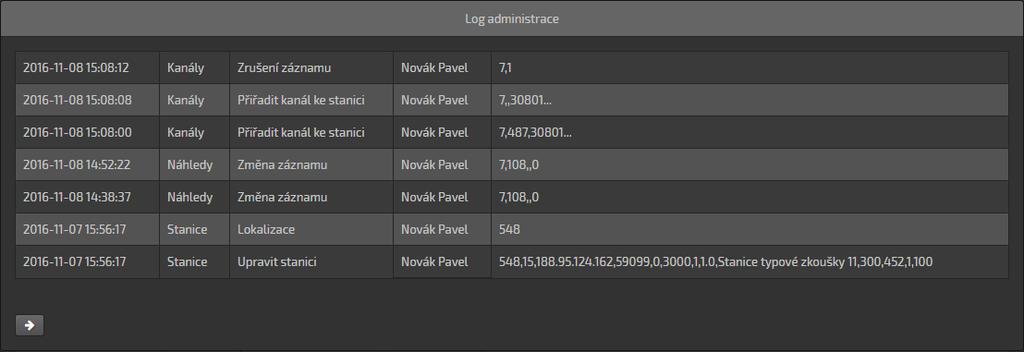 6 Tlačítko pro spuštění / zastavení odchytu 7 Tlačítko pro export odchytu do textového souboru 8 Výpis odchytu komunikace (zobrazuje se pouze v případě, kdy už byl spuštěn) 3.10.