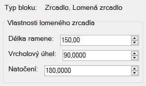 4.4.3 Lomené zrcadlo Obrázek 12 - Editace lomeného zrcadla Obrázek 13 - Lomené zrcadlo Lomené zrcadlo je tvořeno dvěma