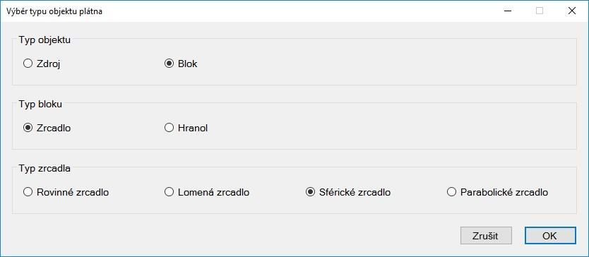 4.1 Přidání objektu plátna Po kliknutí na tlačítko se zeleným plus se vám zobrazí formulář (obrázek 4), ve kterém si navolíte, jaký typ