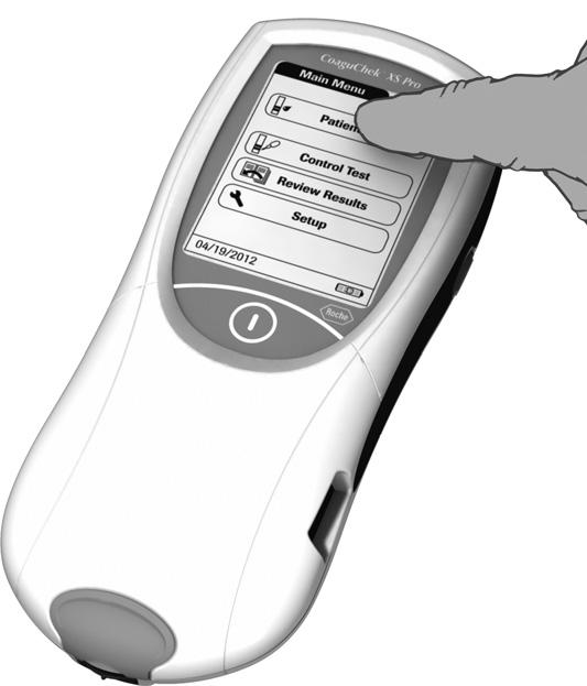 Měření vzorku krve 5 Patient ID A B C D E F G H I J Bez seznamu pacientů 3 Dotkněte se tlačítka Patient Test (Měření pacienta).