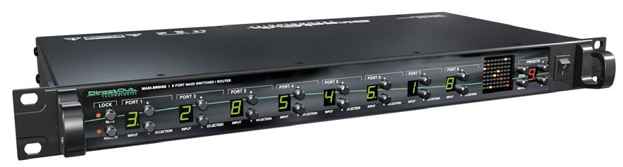 DirectOut Technologies MADI.BRIDGE Switcher a router MADI.BRIDGE umožňuje vzájemné propojení a libovolné směrování signálu až 8 různých zařízení pracujících s formátem MADI (8 x 64 kanálů).