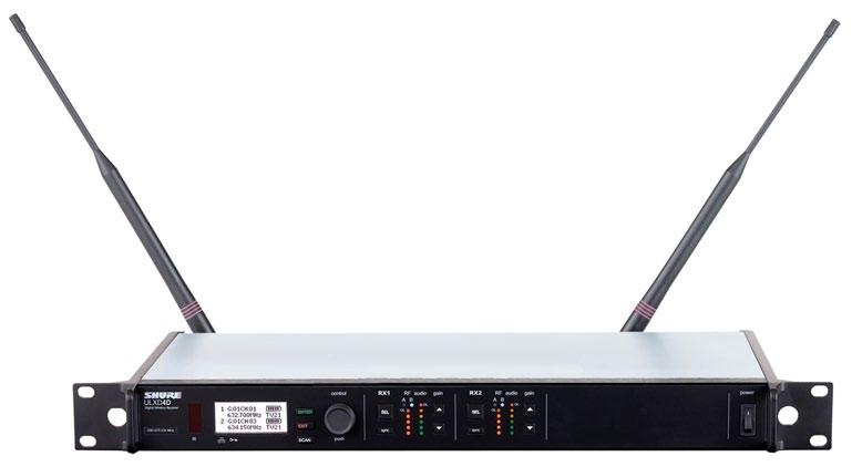 XLR ; Digitální výstup: Dante Síťové rozhraní: 2x Ethernet 1Gbps Anténa: 2x odnímatelná (kaskádování RF portů); Napájení: interní Materiál: ocel + hliník; Rozměry: 482 x 274 x 44mm, 19 rack, 1U