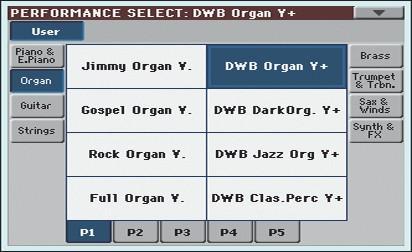 Organ Performance bank Výběr presetu Drawbars Povíme si, jak je zvolit a používat táhla.