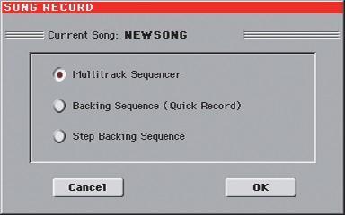 Nahrávání nového songu (Standard MIDI File) 89 Režim Backing Sequence (Quick Record) Stiskem tlačítka