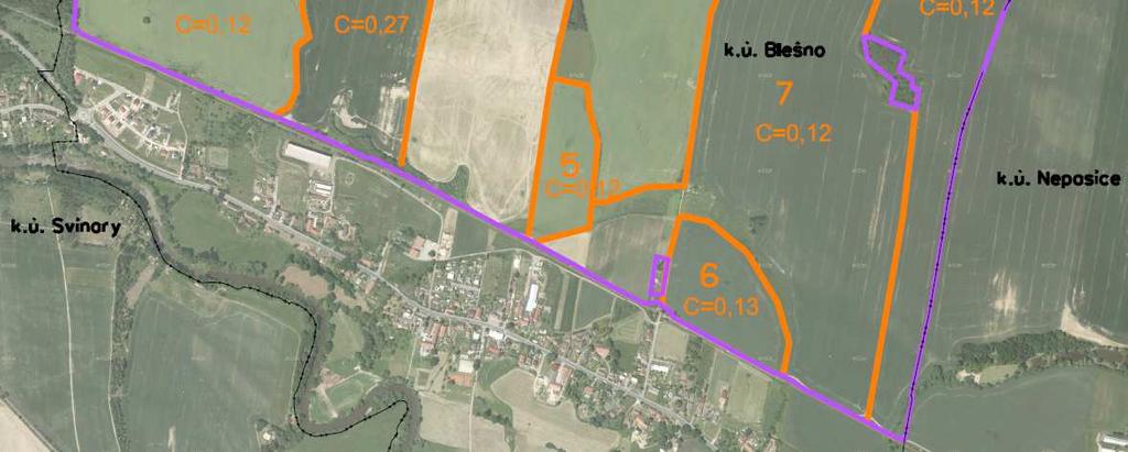 Oproti orientačním výsledkům uvedených v RSS (GEOVAP, 11/2014), kde byly uváděny průměrné roční hodnoty C faktoru pro jednotlivé plodiny, jsou v PSZ zohledněny sledy plodin v jednotlivých osevních