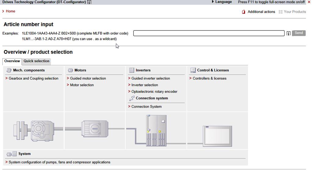 DT konfigurátor (Drives Technology Configurator) Výběr a dokumentace: Motorů Převodovek