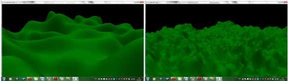 svým vzhledem připomínající písečné duny. Zatímco terén vytvořený algoritmem Fault formation připomíná před filtrací, nebo při aplikaci filtrace pouze několikrát, skály.