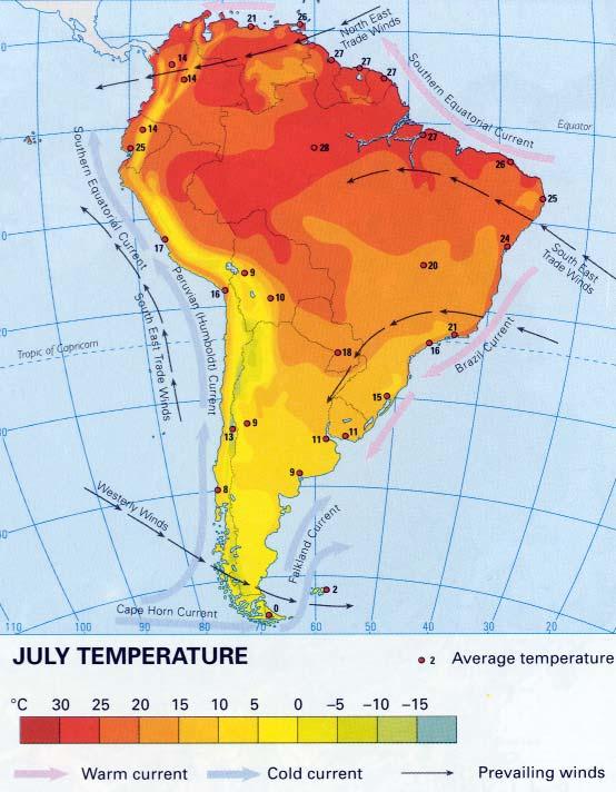 teploty červenec termický rovník posunut k severu snížení rozdílů v teplotě moře a vzduchu anticyklóny jsou