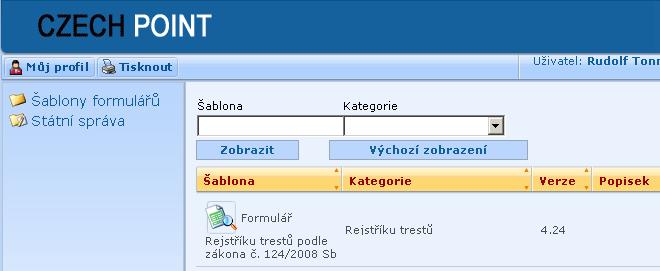 Přihlášení do CzechPOINT@office Jednotné přihlášení prostřednictvím