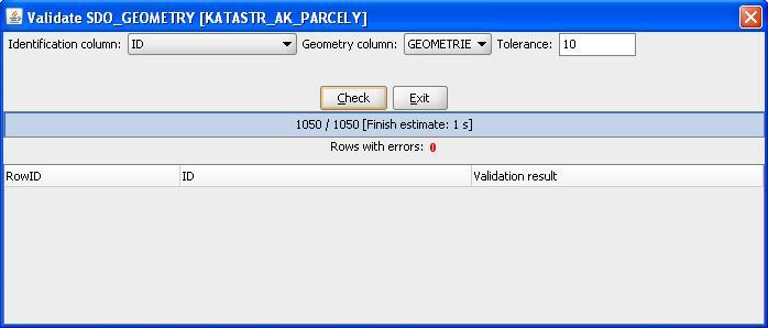 Obrázek 7.16: Kontrola validnosti geometrie Obrázek 7.