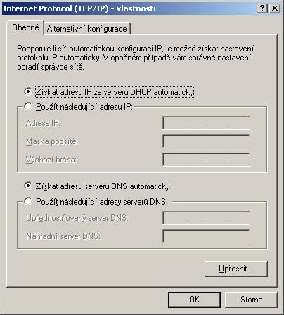 SK 2. KROK: Konfigurace počítače (PC) Nižšie uvedený postup je pre operačný systém (OS) Windows XP. K ostatným OS použite manuál dodávaný s týmto OS. 1.