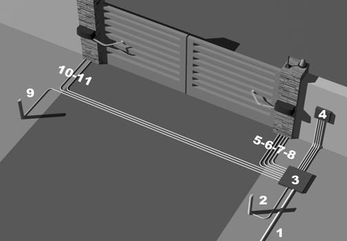 4 Kabeláž Prvek Kabel 1 Přívodní vedení 230V 3x1,5mm 2 TX Fotobuňka vnitřní 2x1mm 3 Příp.