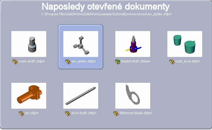 Kapitola 1 Uživatelské rozhraní Procházení naposledy otevřených dokumentů Pro aktivaci či načtení dokumentu jej lze vybrat podle názvu nebo vizuálního náhledu v prohlížeči naposledy otevřených