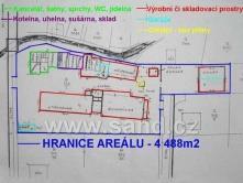 Areál tvoří (budovy celkem 1622m2) : výrobní prostory (1 000m2-2 velké haly a více menších), administrativní prostory+sociálka+šatny (200m2), sklady, garáževše se