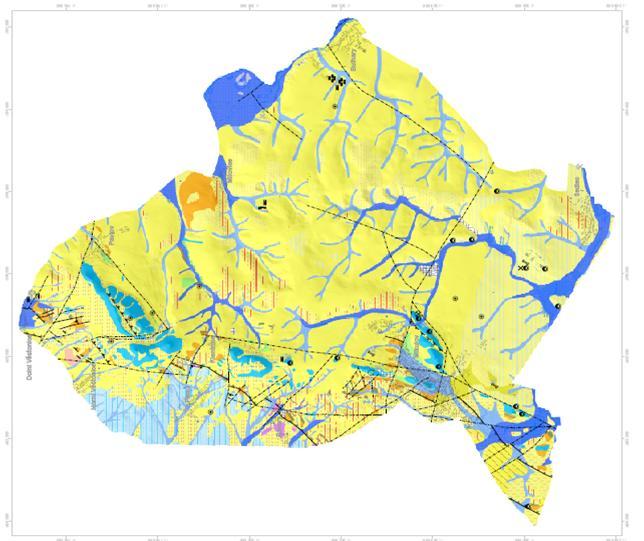 Antropogenní sedimenty Deluviální sedimenty Deluviofluviální hlinitopísčité sedimenty Fluviální písčitohlinité sedimenty Slatiny a slatinné zeminy Deluviální hlinitokamenité sedimenty Deluivální