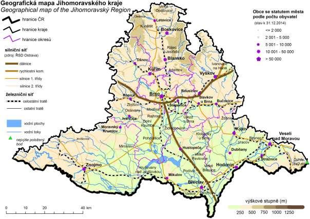 Obr. 2: Geografická mapa Jihomoravského kraje Pramen: Statistická ročenka Jihomoravského kraje 215, Český statistický úřad DEMOGRAFICKÁ SITUACE Jihomoravský kraj je se svými 1 172 853 obyvateli (k 31.