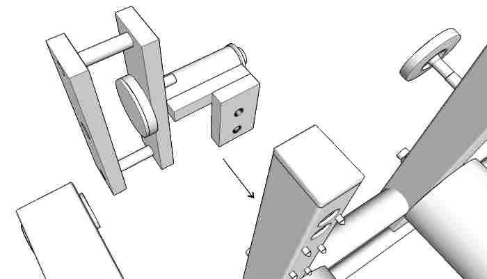 Připravte šroub A navlečením podložky D a E (2 x). První sestavu šroubu nasaďte vnitřním šestihranem na delší stranu imbusového klíče F.