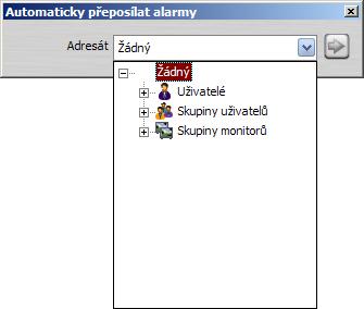 Zapnutí automatického přeposílání alarmů: 1. Klikněte na "Automatické přeposlání..." v menu Alarm. Objeví se následující dialog: 2.