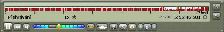 Ovládání záznamu Ovládání záznamu je umístěné ve spodní části prohlížeče Archiv Player. Toto ovládání bude vždy použito na právě vybrané okno záznamu.