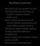 systému úhrad Odbornosti - Systematická strukturovanost Úrovně detailu prostřednictvím jasně definovaných dimenzí - Aktuálnost