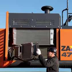 Snadná údržba a opravy Nový ZAXIS 470 je vybaven elektromagnetickým palivovým čerpadlem, což znamená, že není potřeba čerpat palivo ručně, pokud se motor zastaví v důsledku nedostatku paliva nebo po
