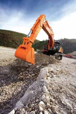 Díky zvýšení průtoku hydraulického oleje byla také zvýšena pracovní rychlost středně zatíženého stroje, jako např. při terénních pracích.