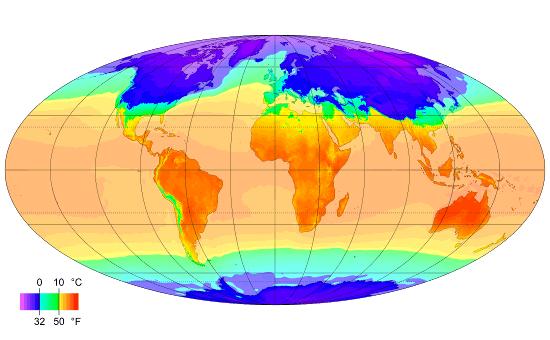 Obr. 1 Rozdělení Země podle teploty Zdroj: [2] 1.1 Klimatické systém Jednou z příčin, které ovlivňují globální procesy je klimatický systém.