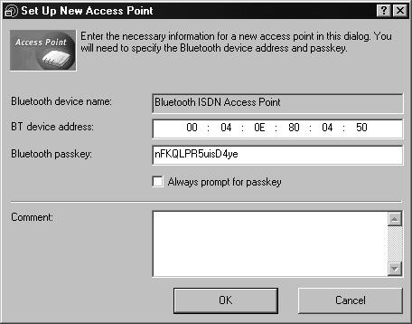 Zvolte odpovídající přístupový bod a potvrďte volbu kliknutím na OK. Odpovídající přístupový bod může být adresován podle Bluetooth adresy. Bluetooth adresa se vyskytuje na spodu zařízení.