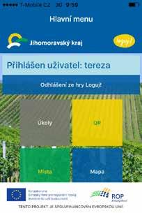 NÁZEV AKCE: VÝVOJ PROGRAMOVÉ ČÁSTI INTERAKTIVNÍ HRY S QR KÓDY V RÁMCI PROJEKTU KOMUNIKAČNÍ KAMPAŇ JIŽNÍ MORAVY Cílem hry je popularizace regionu Jižní Morava a zvýšení turistického ruchu v této