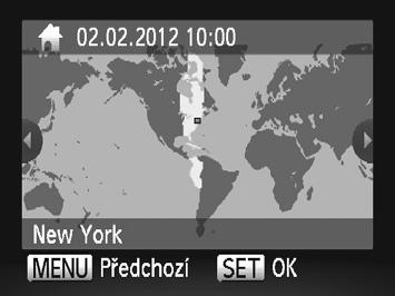 Zobrazí se obrazovka [Datum/čas]. Nastavte datum a čas. Stisknutím tlačítek qr vyberte možnost. Stisknutím tlačítek op nebo otočením ovladače 7 zadejte hodnoty data a času.