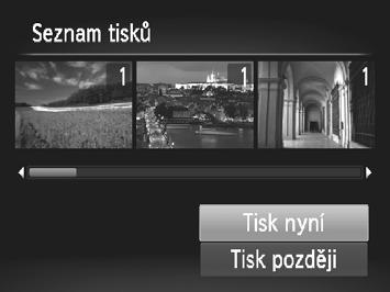 Tisk snímků Nakonfigurujte nastavení tisku. Stisknutím tlačítek op vyberte možnost [Objednat] a pak stiskněte tlačítko m. Nastavení tisku pro všechny snímky Vyberte položku [Vybrat všechny sním.]. Podle pokynů v kroku 1 na str.