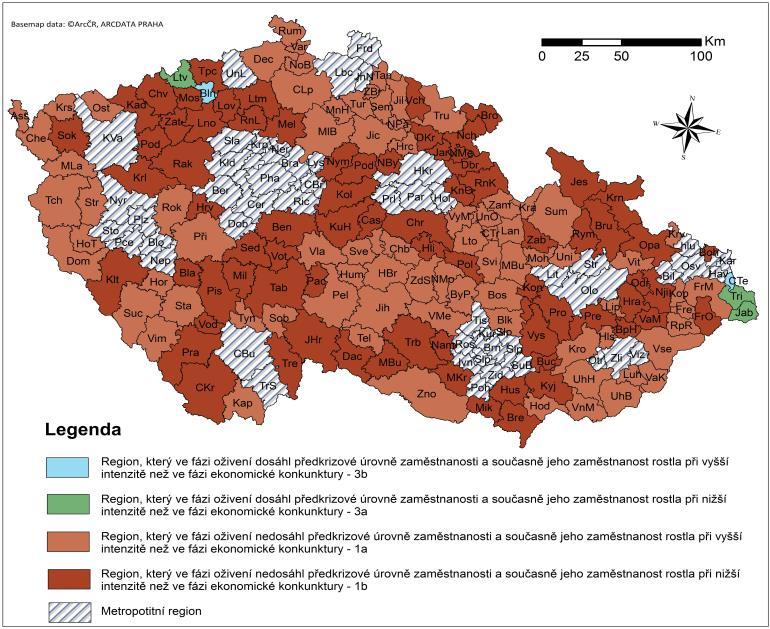 Hospodářský otřes měl tedy v drtivé většině negativní dopady na vývoj zaměstnanosti v (post)krizovém období. Obrázek 7: Pružnost SO ORP v období 2005 2011. Zdroj: vlastní zpracování, data MPSV 2016.