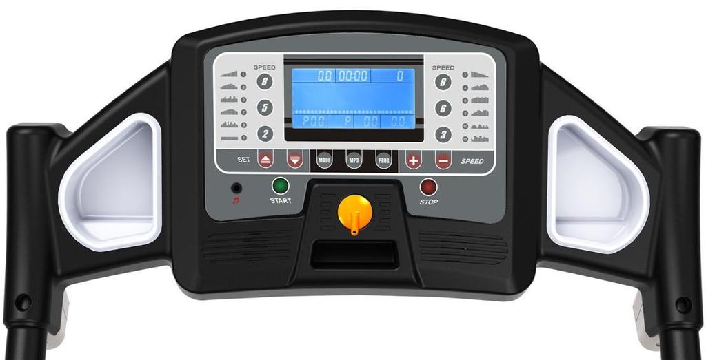 KOMPUTER Funkcja komputera (1)incline shortcut key (2)music MP3 (3)speed shortcut key (4)incline-up (5)start (6)incline-down (8)speed-down (9)stop (10)speed-up (7)Mode (11)prog (12)safety key 1.