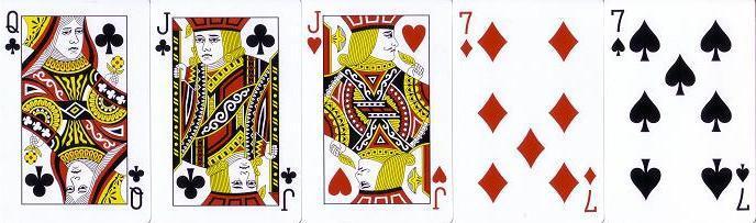 V tomto případě je to pikové eso, které přebíjí K, Q, J, v případě dvou a více hráčů se stejnou nejvyšší kartou,
