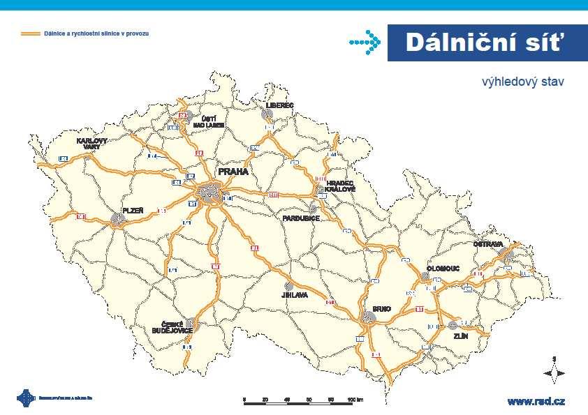 Obr.č.3 Stav dálniční sítě výhledový stav (zdroj: ŘSD) 1.2 Železniční doprava Železniční doprava na území České republiky má své počátky v první třetině 19. století.