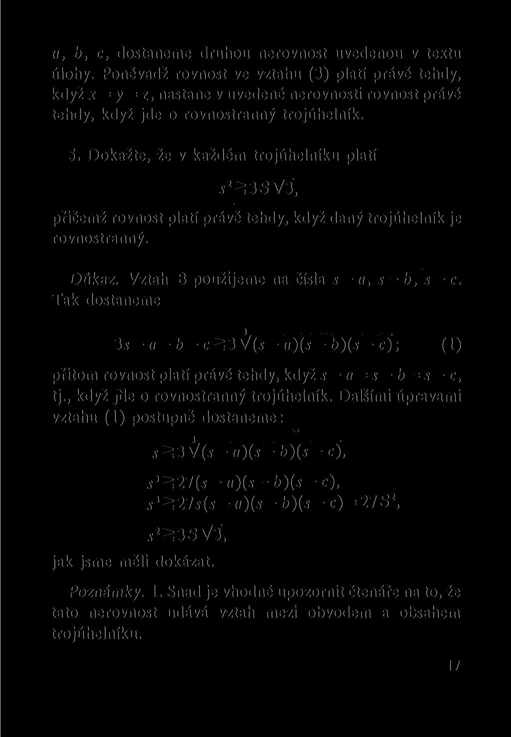 a, b, c, dostaneme druhou nerovnost uvedenou v textu úlohy.
