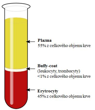 za nejčastěji připravovaný trombocytární přípravek v České republice (Penka, 2012, s. 119; Řeháček, 2013, s. 40-44). Obrázek 7 Rozložení složek po centrifugaci plné krve (Zdroj: www.boundless.