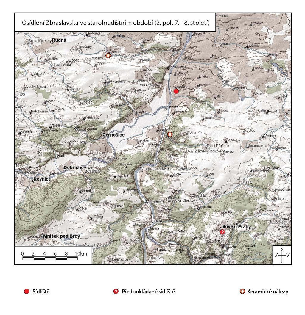 Tab. II: Mapa osídlení Zbraslavska ve